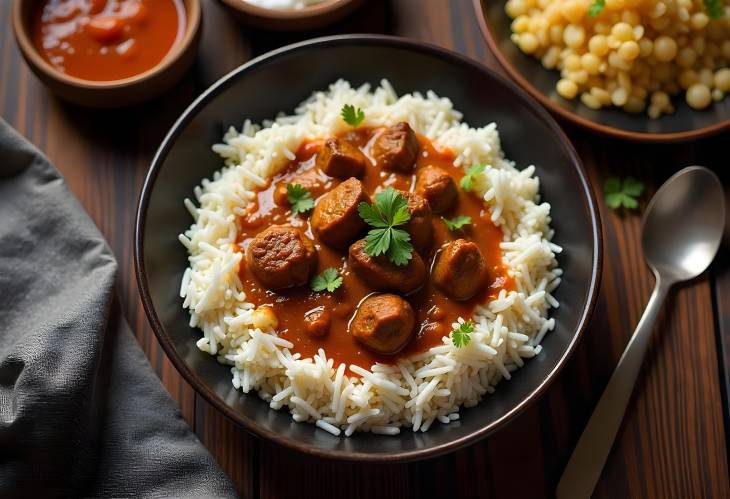 Delicious Madras Beef with Fragrant Basmati Rice